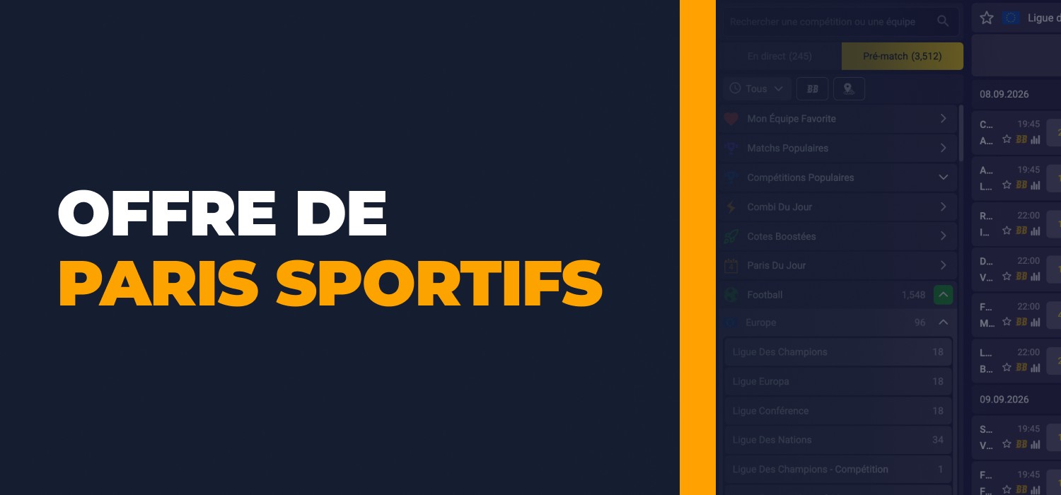 catégories de paris sportifs disponibles sur la plateforme