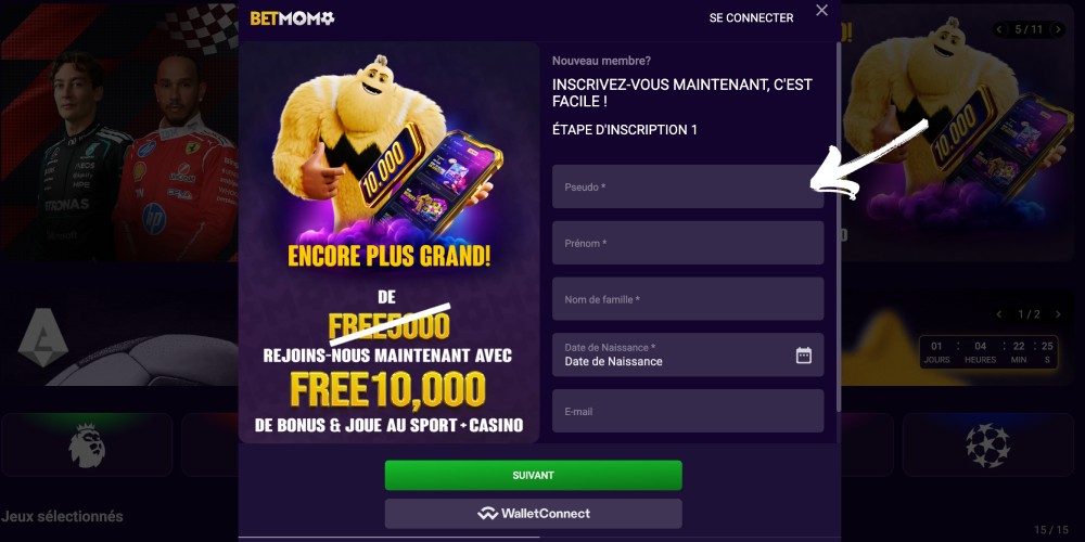 saisissez vos informations personnelles