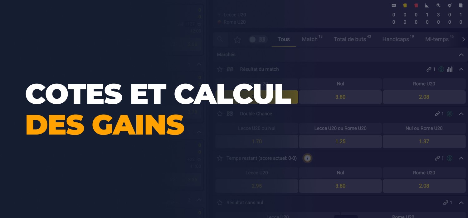 Cotes et calcul des gains pour les utilisateurs de Betmono