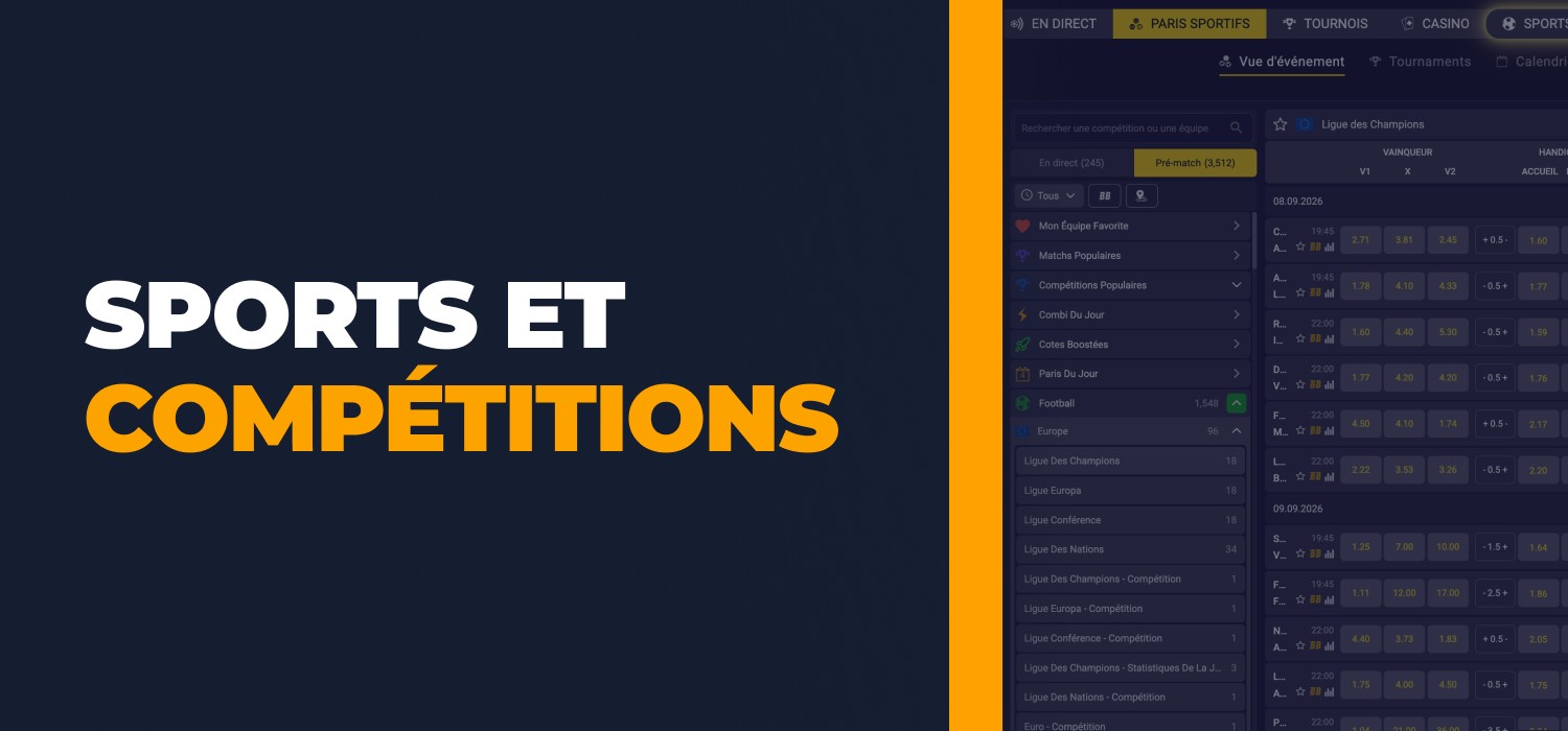 Sports et compétitions sur Betmono